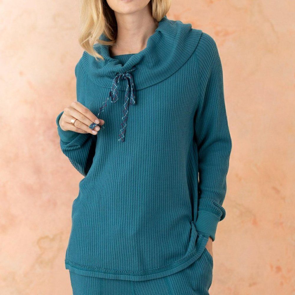Sundance Teal Cowl Neck Pullover Size Extra Large NWT